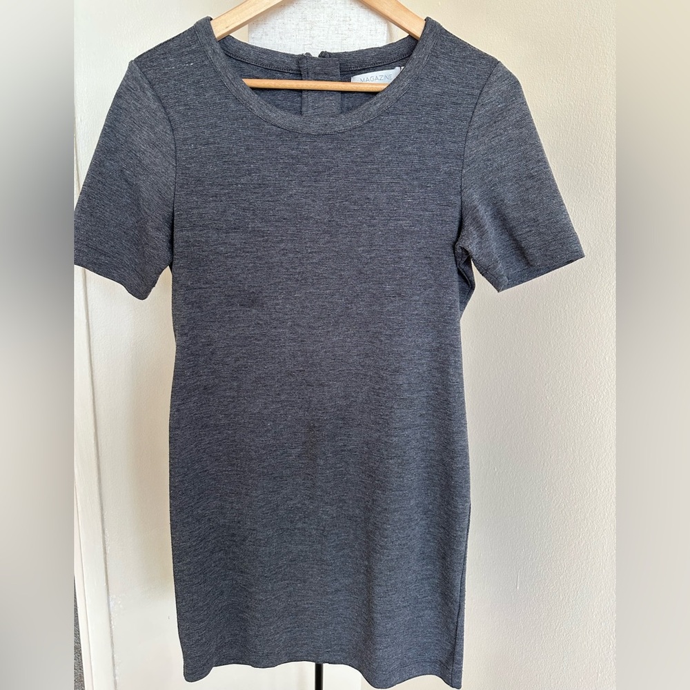 Classic Short Sleeve Midi Dress - Charcoal